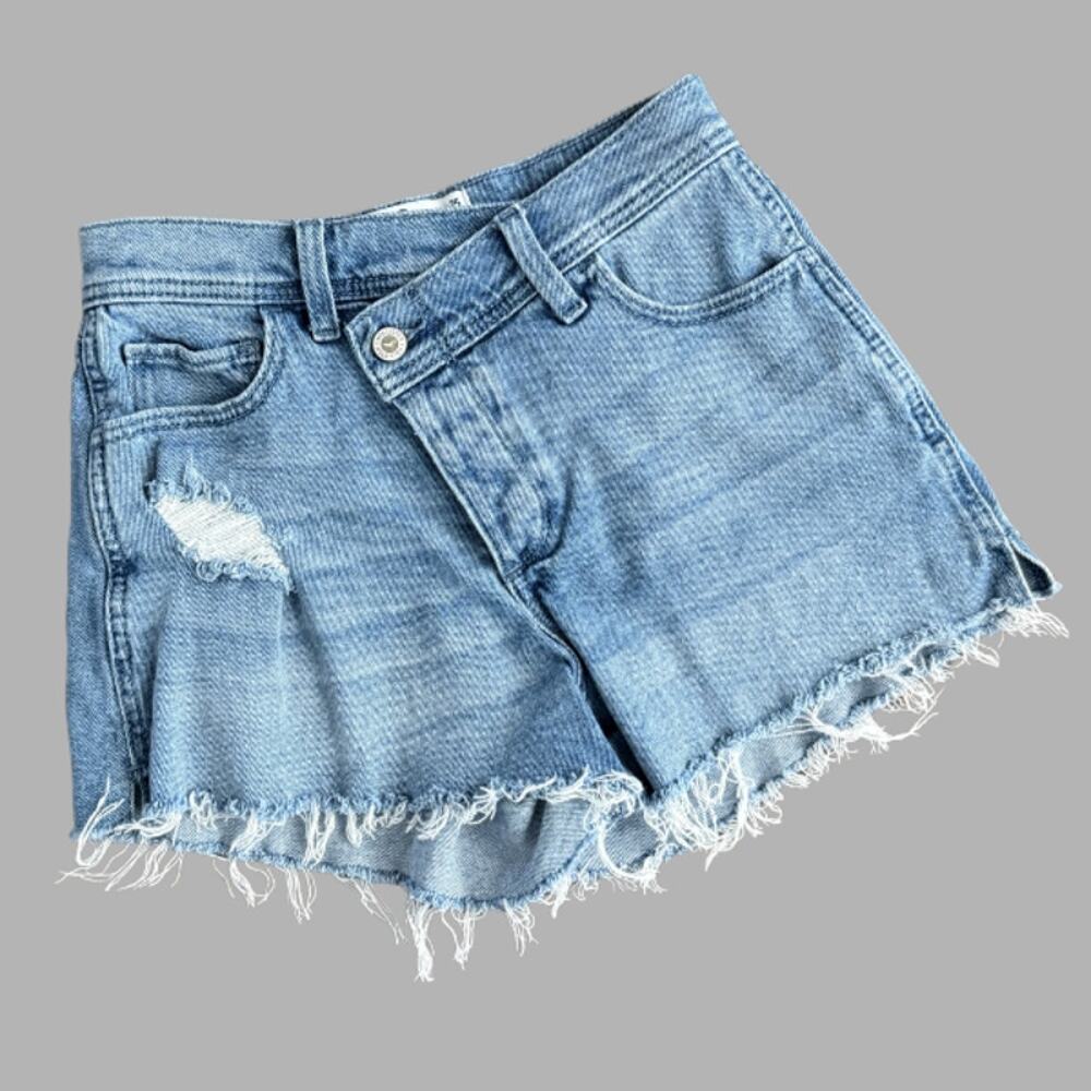 Hollister Curvy High Rise Vintage Stretch Cutoff Shorts Womens 1/W25 Light